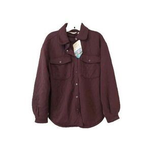 Mountain And Isles Purple Quilted Shacket Shirt Jacket Sz L Snap Front Pockets